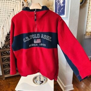 U.S. Polo Assn. Red and Blue Pullover Quarter Zip Jacket